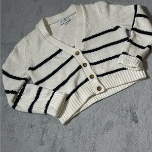 La Ligne Black and White Striped Cardigan